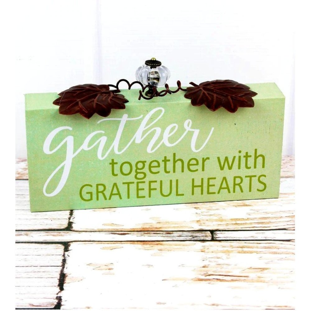 Gather Together with Grateful Hearts. Wooden Box Sign Décor. Fall, Autumn. NWT.